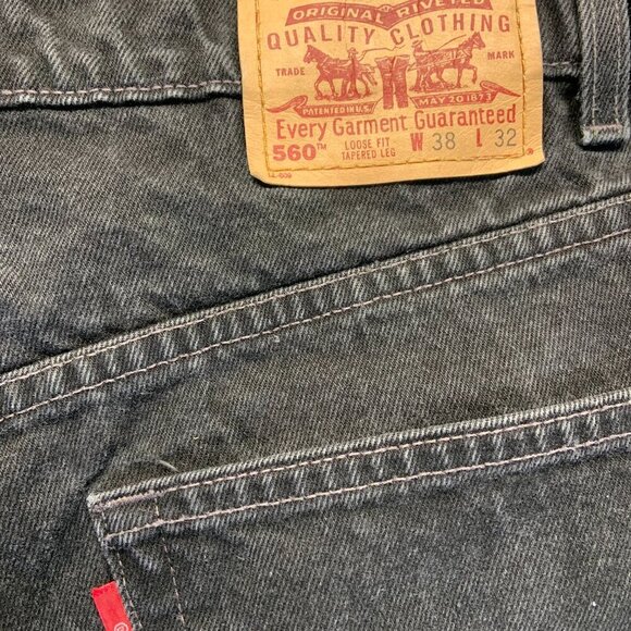 Vintage Levi's Jeans Men's 38x32 Black Dark Wash 90's 560 Loose Fit Tapered Leg - Picture 3 of 11